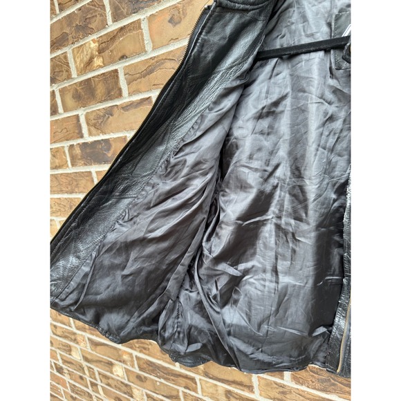 Diamond Plate Genuine Leather Black Motorcycle Biker Jacket‎ Zip Front Women - Picture 2 of 9